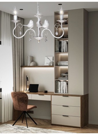 Люстра с птичками с хрусталем подвесная 3 ламп S1292-3 Петрасвет