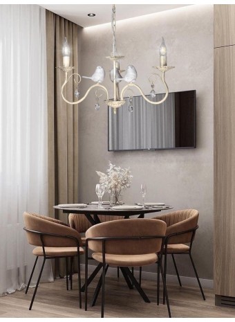 Люстра с птичками с хрусталем подвесная 3 ламп S1293-3 Петрасвет