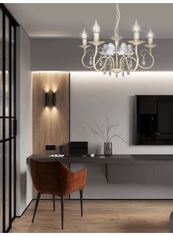 Люстра с птичками с хрусталем подвесная 5 ламп S1293-5 Петрасвет