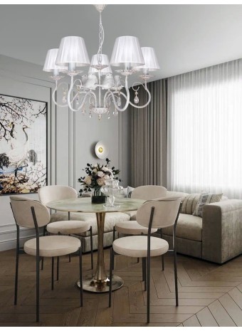 Люстра с птичками с хрусталем подвесная 5 абажуров S1294-5 Петрасвет