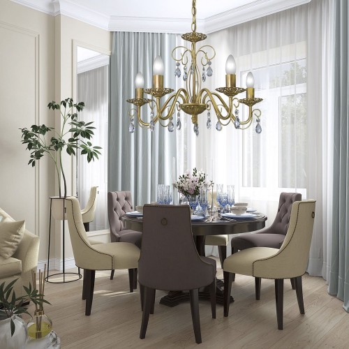 Люстра подвесная 5 ламп хрусталь Аврора S1195-5