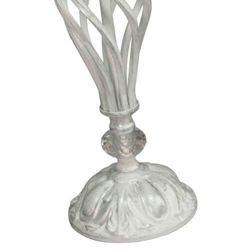 Подсвечник большой белый с патиной серебра S4028
