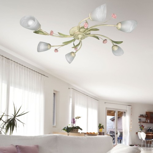 Люстра потолочная с цветами 6 плафонов S2340-6