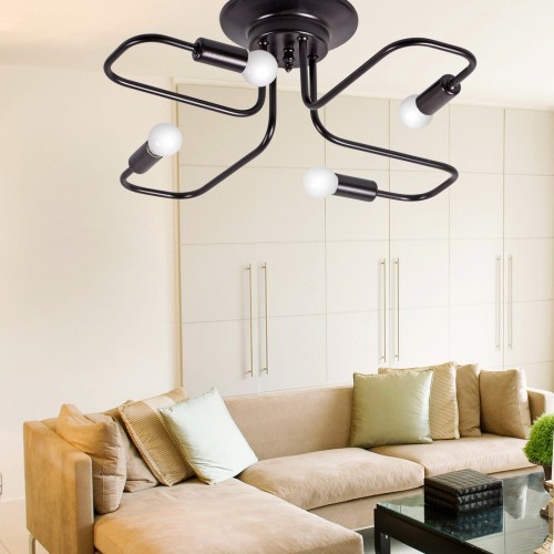 Люстра потолочная лофт черная 4 лампы S2185-4